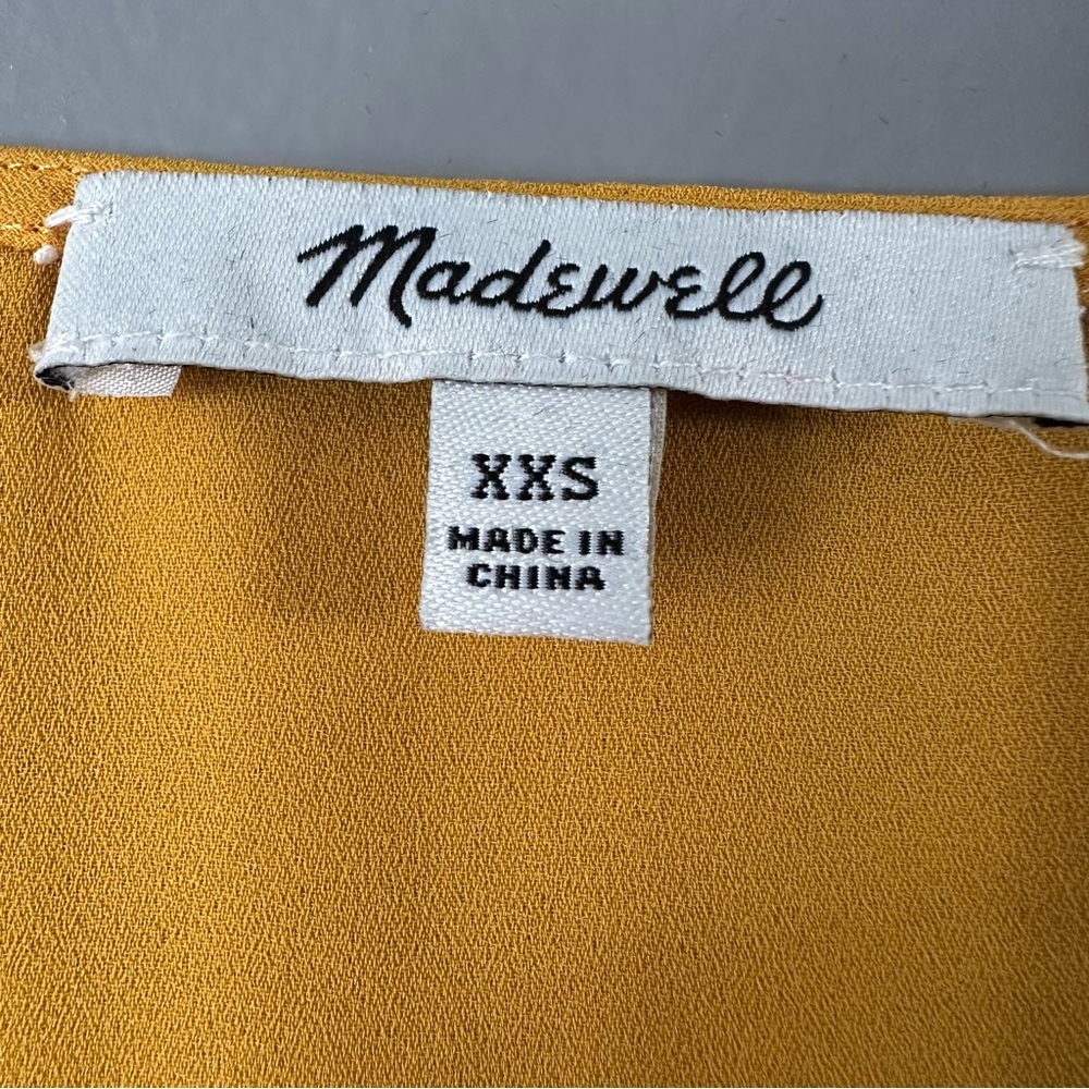 Madewell Tie Front Sheer Blouse | Yellow Gold - Picture 6 of 8